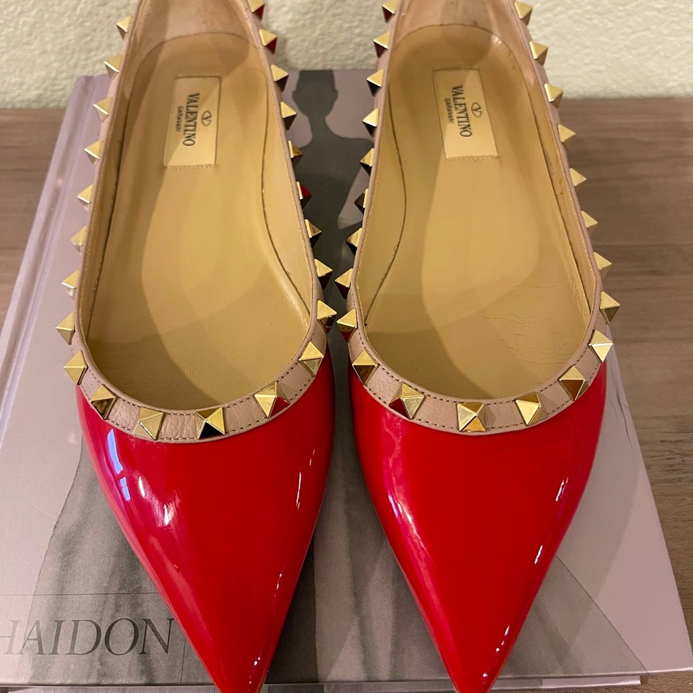 Valentino Rockstud Patent Leather Flats